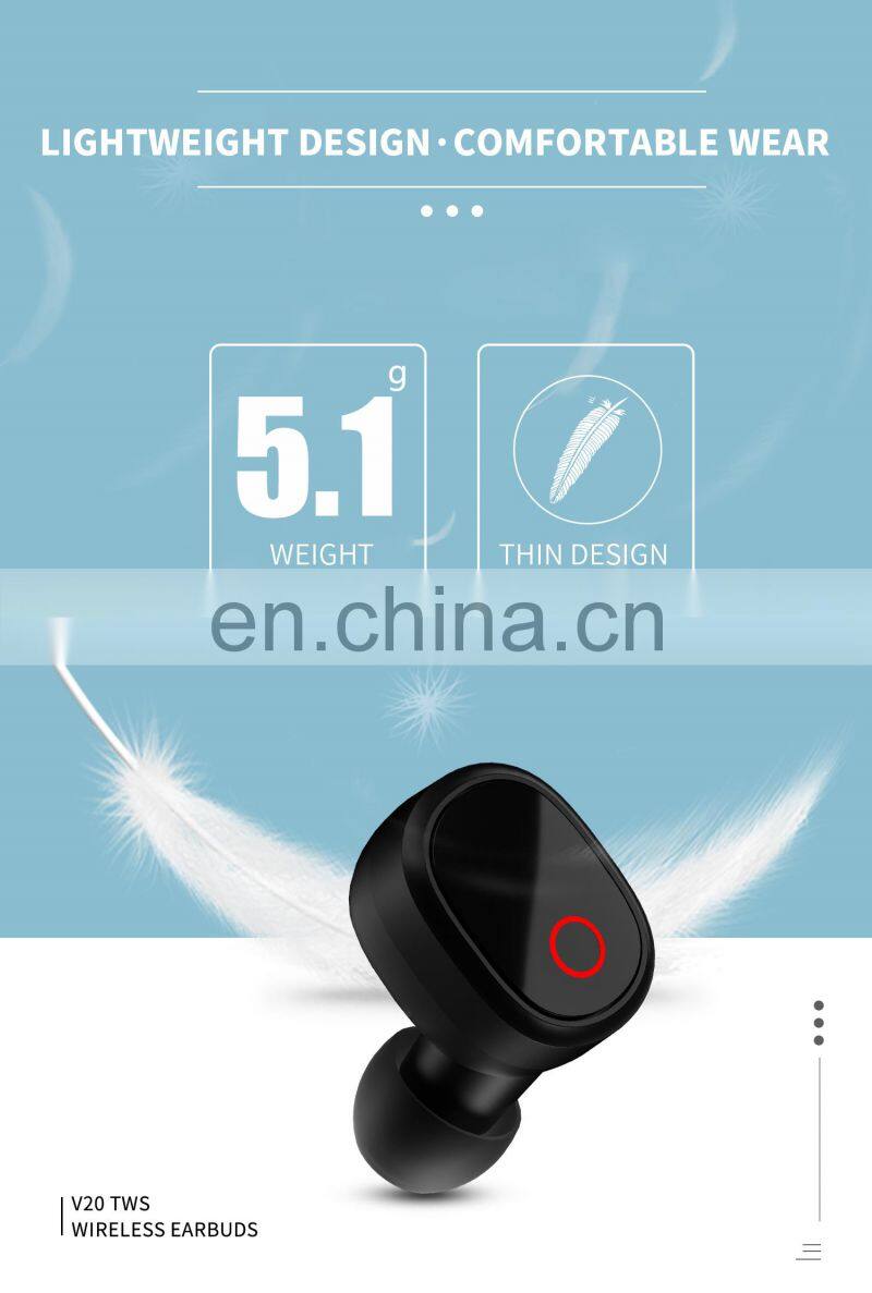 Handsfree TWS True Wireless Deep Bass Sports Earbuds Game Headset Hifi Sound Music Headphone Bluetooth 5.0 Earphone