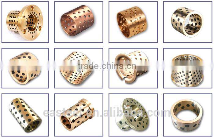 Solid-lubricant-inlaid brass flange bushing, copper guide bush ,sintered bronze bushing