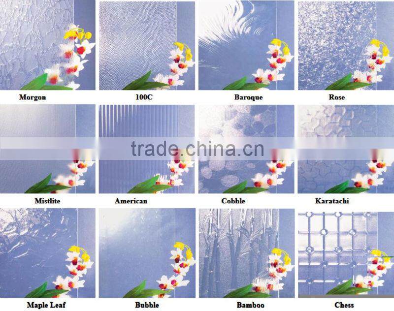 3mm clear Karatachi Patterned Glass with ISO9001&CE certificate