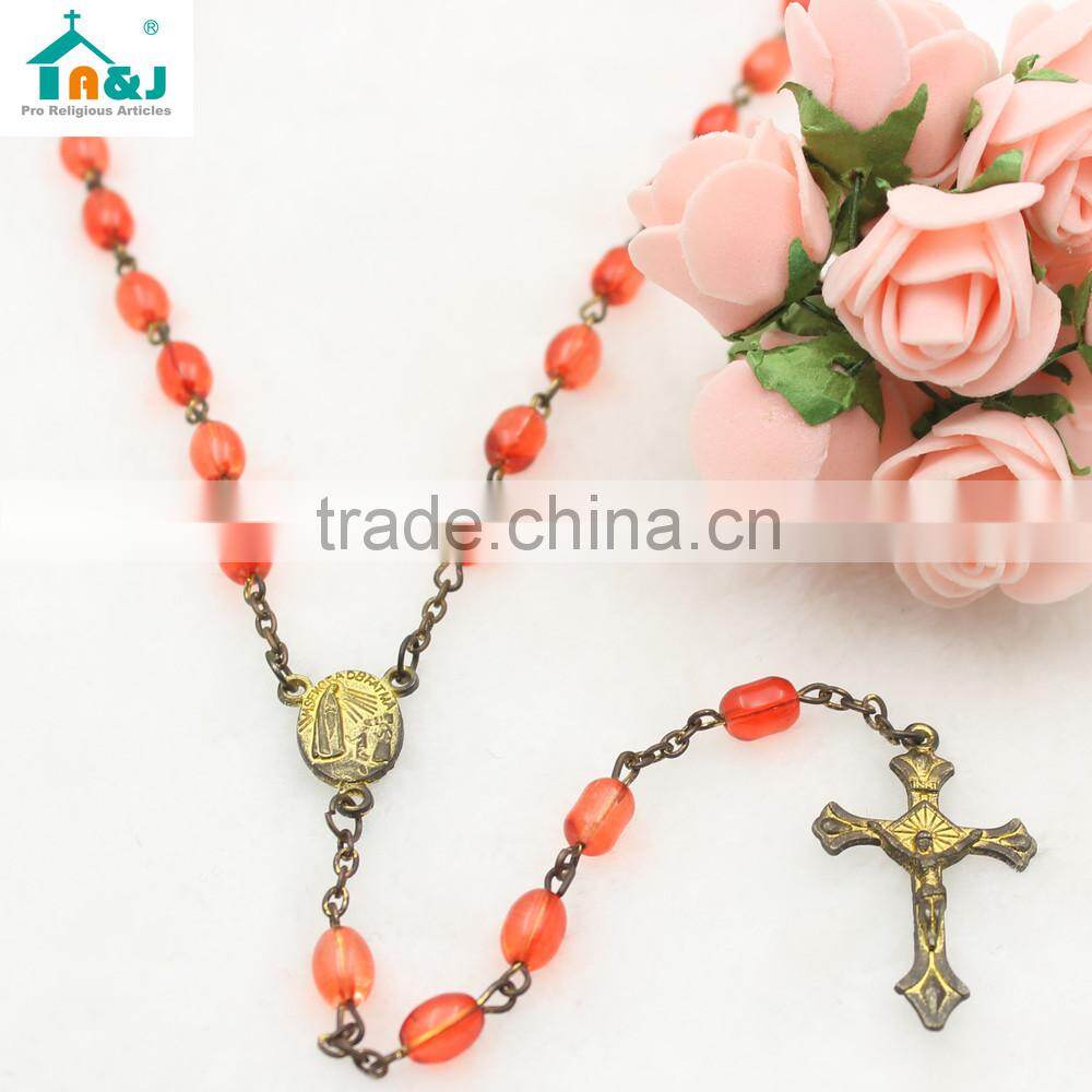 Hot sale religious plastic rosary bead necklace