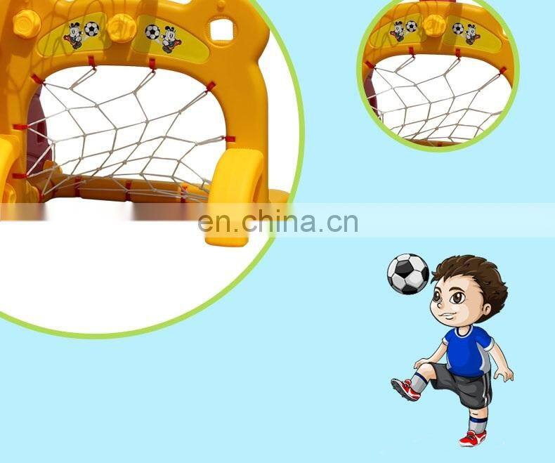 Cheap Factory Price Durable Safety Cartoon Kindergarten Preschool Home Set Plastic Indoor Children Slide with Basketball Ring