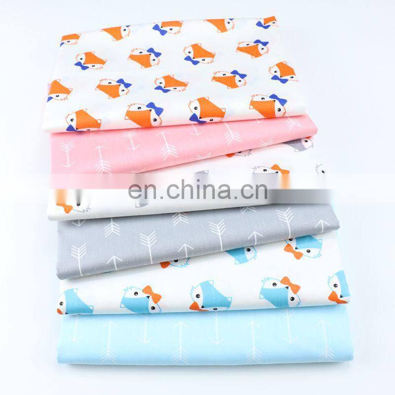 Cartoon Fox fabric Kindergarten baby cotton three-piece fabric Korean print children's arrow cotton twill fabric