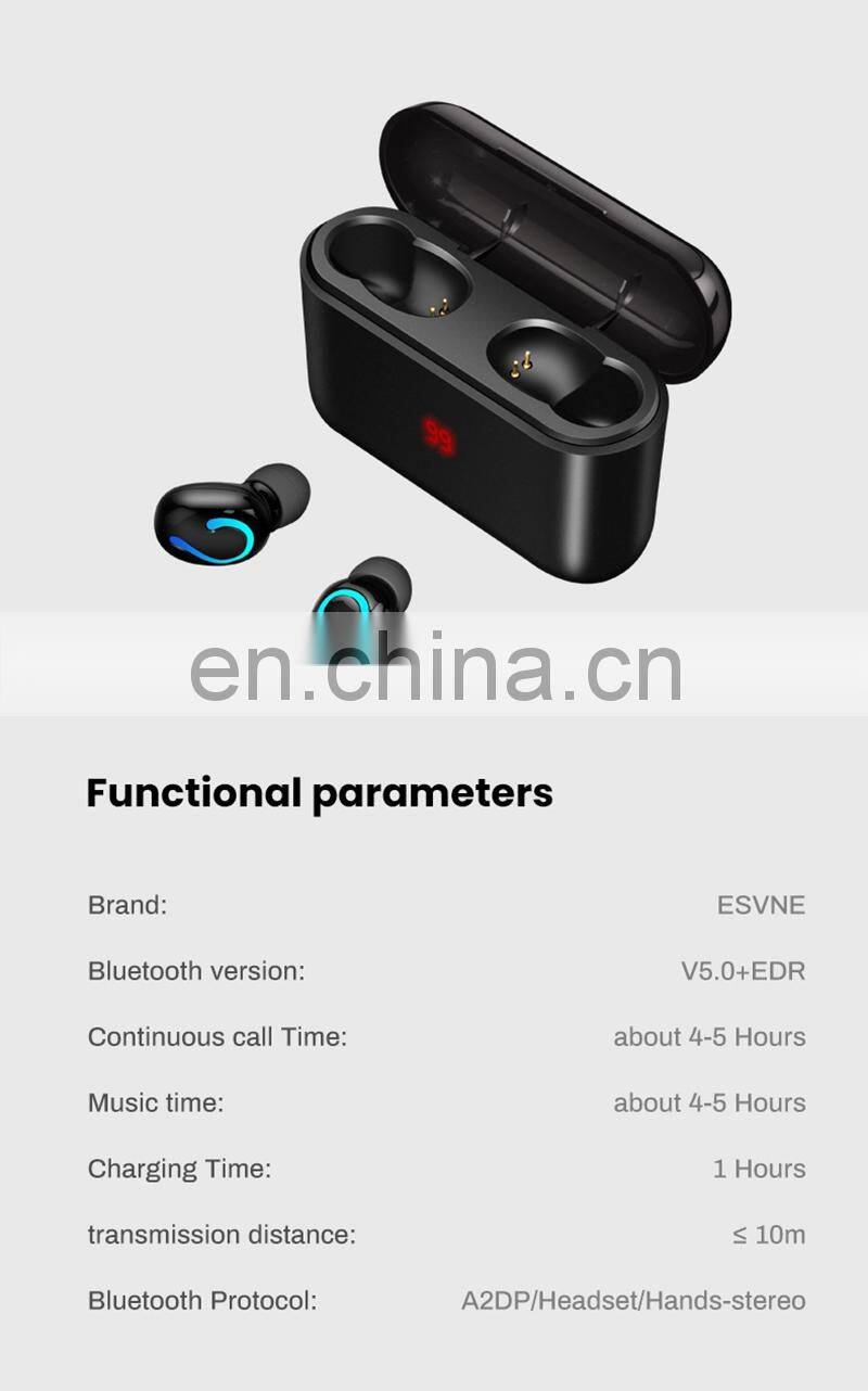 Q32 tws 5.0 noise cancelling waterproof tws wireless earbuds 1500mah power bank earphone