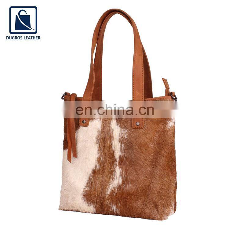 Stylish Look Modern Design Luxury Fashionable Matching Stitching Vintage Style Women Genuine Leather Handbag