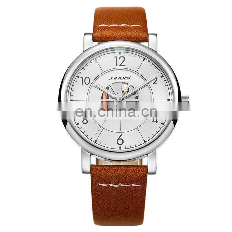 SINOBI Classic Wristwatch S9843G Stainless Steel Man Watch relogio Custom Logo Hollow Out Dial Watches Montre Homme