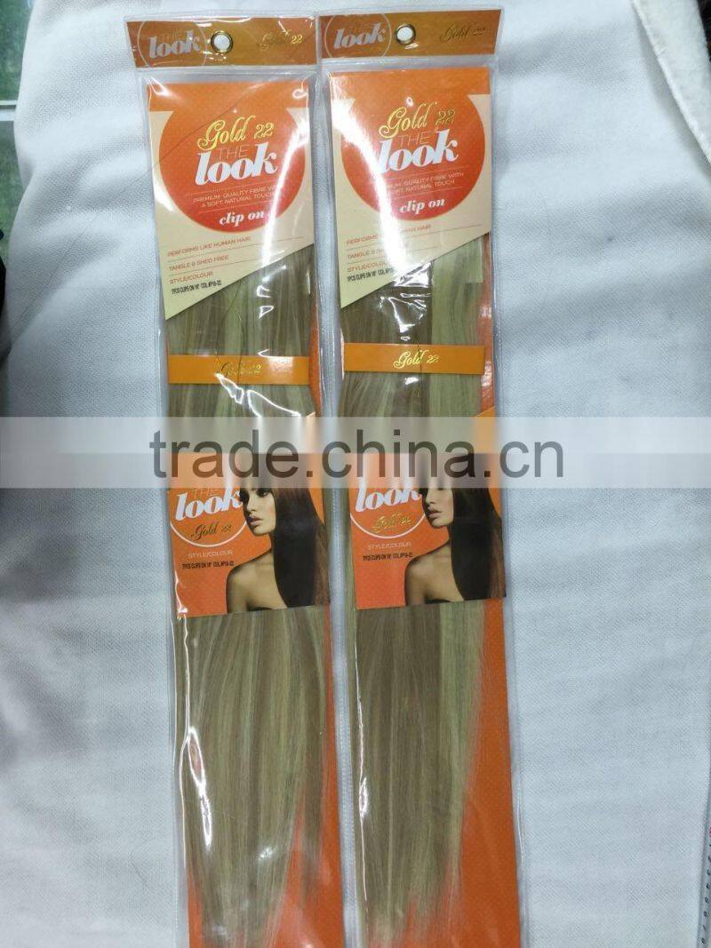 The Look Gold 22 Synthetic hair weave with clips,7pcs clips on 18" weave,17clips/100g/pcs ,color P18-22