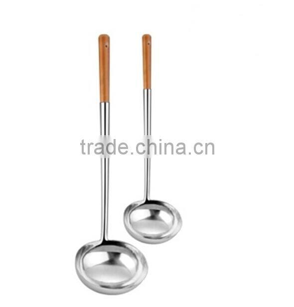 Stainless steel frying ladle soup ladle 5'' with wooden handle