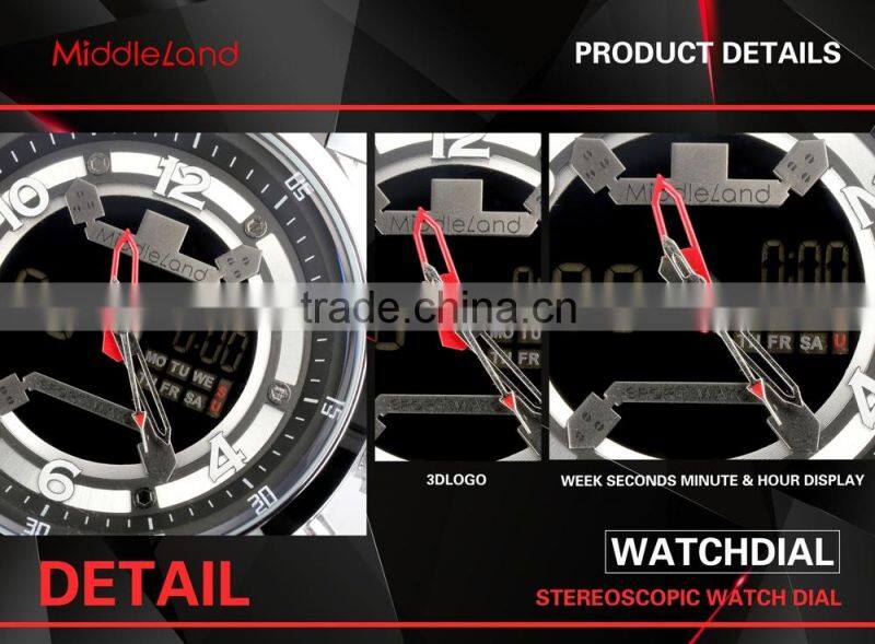 NEW!LED watch with leather band 2015 middleland show into market