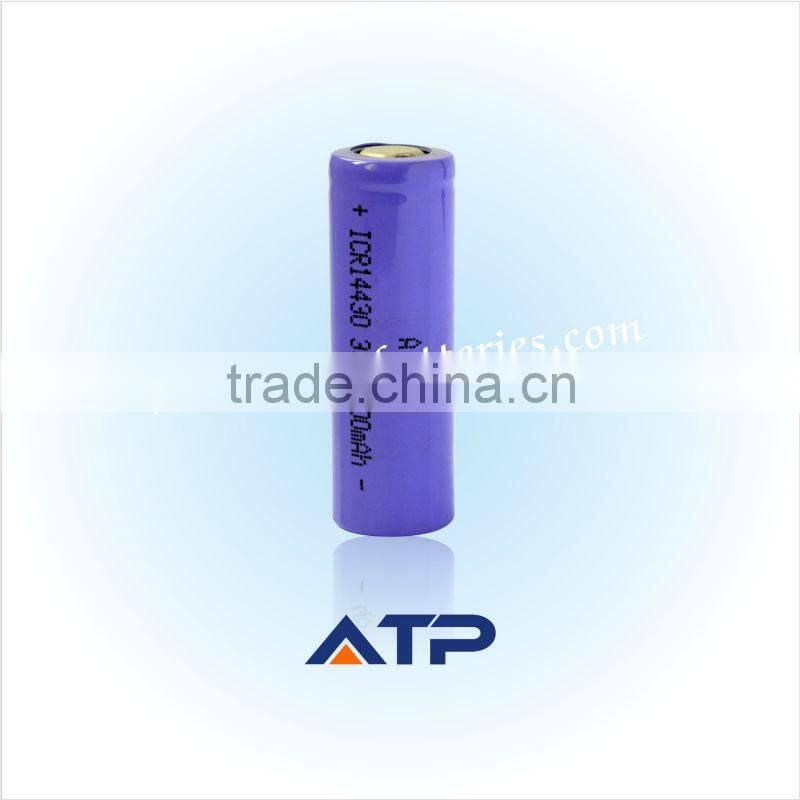 protected ICR14430 environmental friendly li-ion rechargeable battery 3.7v