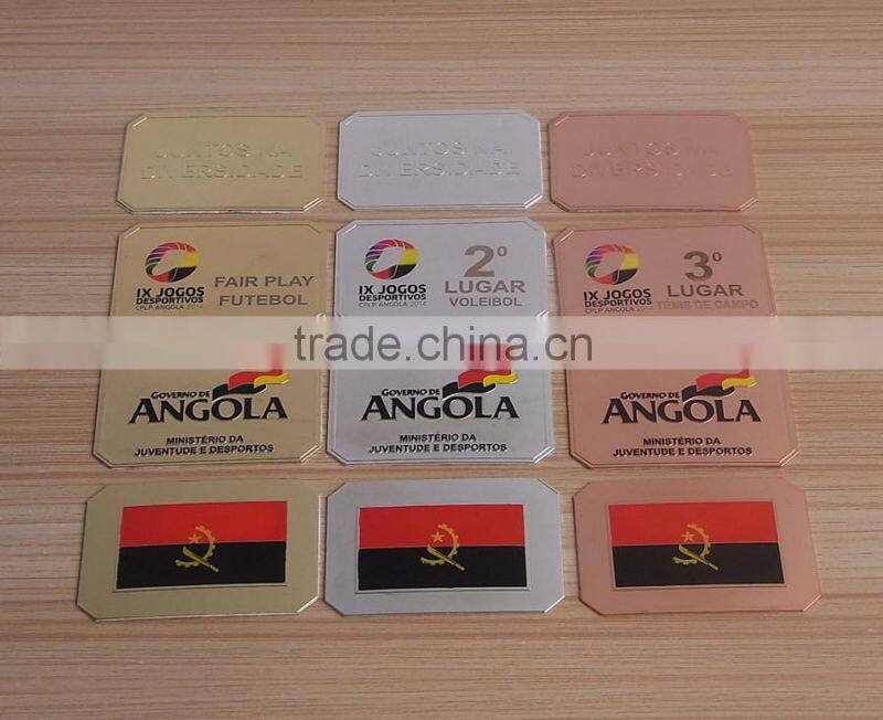 rectangle shinny silver plate embossed furniture label metal