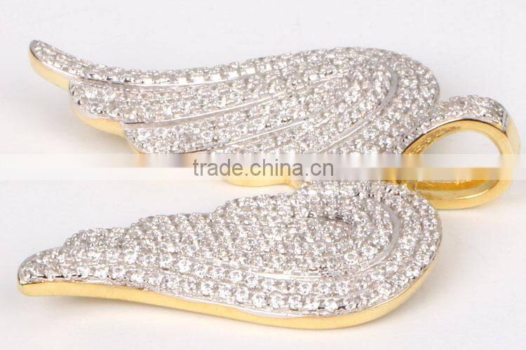 925 Sterling Silver Necklace Cz Angel Wing Religious Pendant Necklace