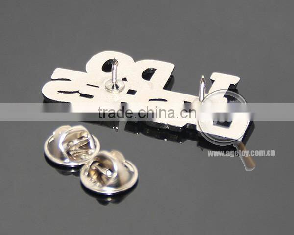 Rhinestones Souvenir Brooch Zinc Alloy Silver Color Crystal Badge Metal Custom Letter Lapel Pin