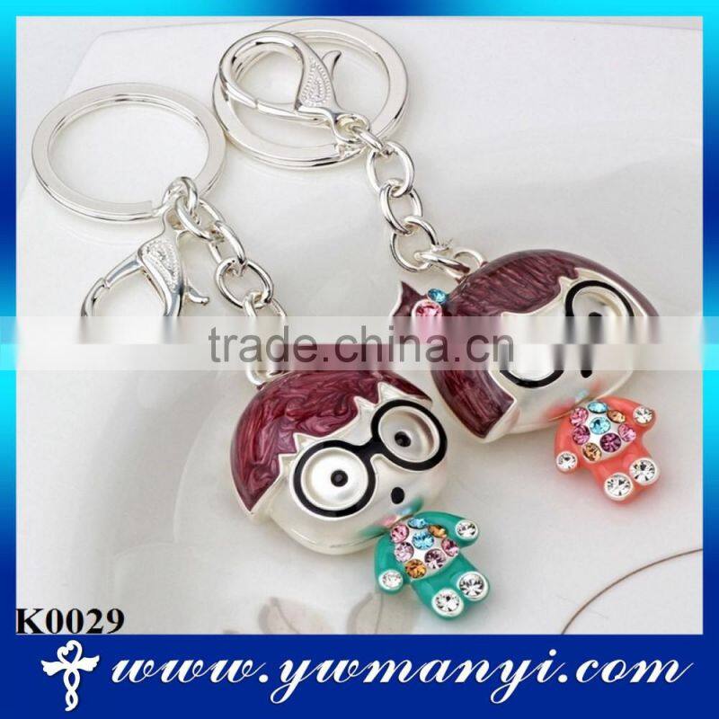 Fashion design cartoon character plated silver Couples keychain K0029