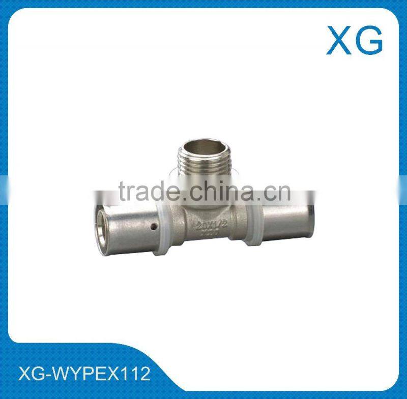 Brass sleeve screw fittings male female tee/compression fittings for PE/AL/PE pipes