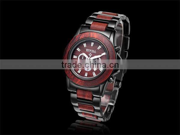Handmade 100% Natural Wood Watch Quartz Stainless Steel Back Watch