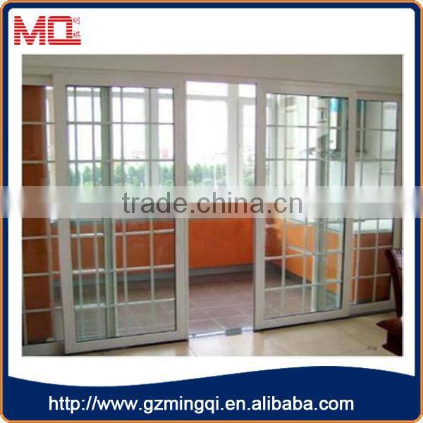 French style pvc interior tempered/frosted glass office doors with grill design