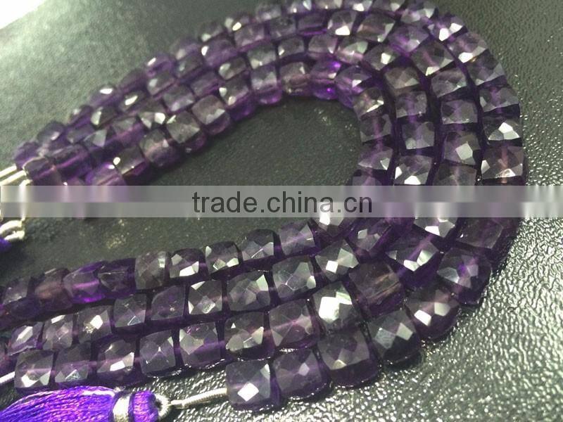 WHOLESALE LOT NATURAL AMETHYST APPROX 7X7-8X8MM BOX FACETED LOOSE BEADS