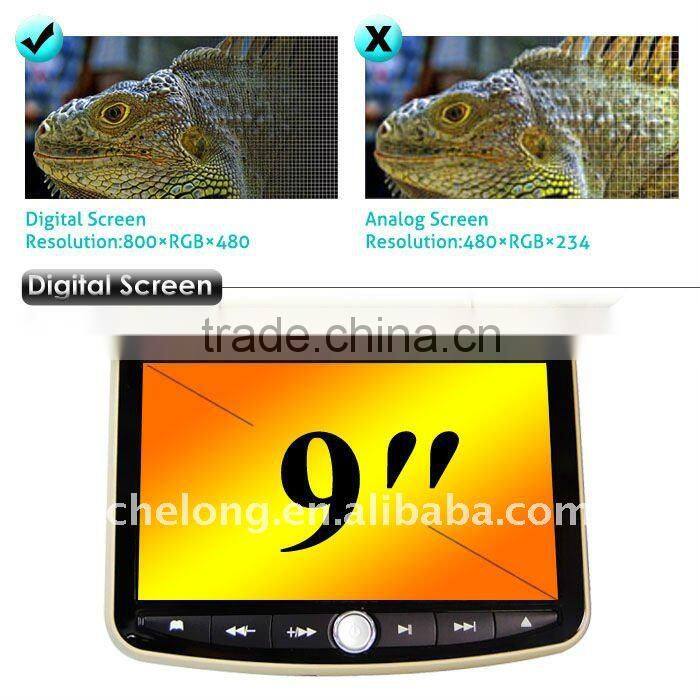 china Flip Down 12v Tv 9" Multi-media digital Panel car dvd lcd player