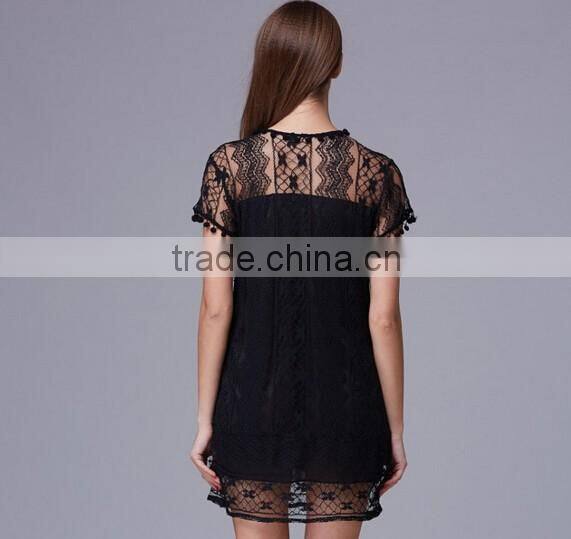 Latest design Lady's tassel sexy lace evening dress/