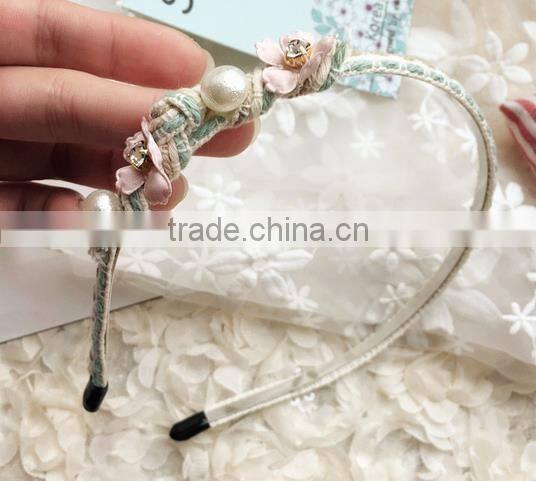 lovely flower and pearls adult headband hair bands for women