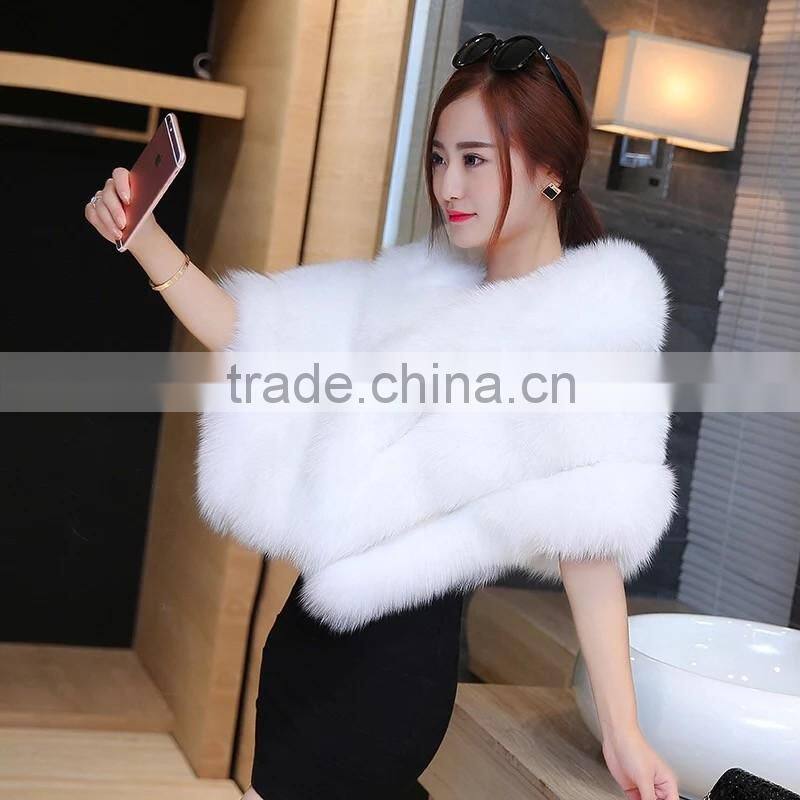 2016 Fashion Luxury Bride Lady Winter Shawl / Real White Fox Fur Shawl
