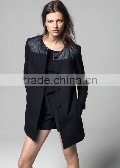 European and American big new women's woolen jacket and long sections temperament luxury single-breasted wool coat