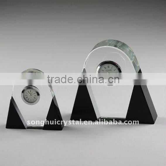 crystal glass gift mini clock