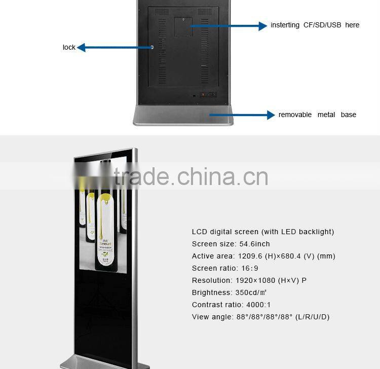 22-80 inch video promotions POP display 1080P indoor digital signage LCD AD Player with flash memory USB updating port
