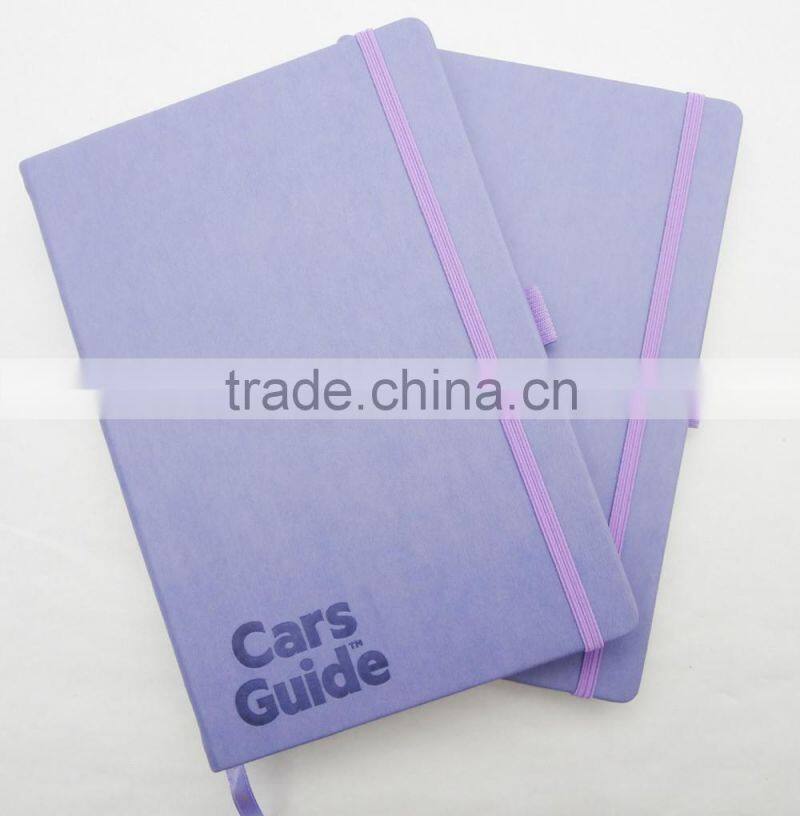 A5 purple thermo pu embossed logo diary note book