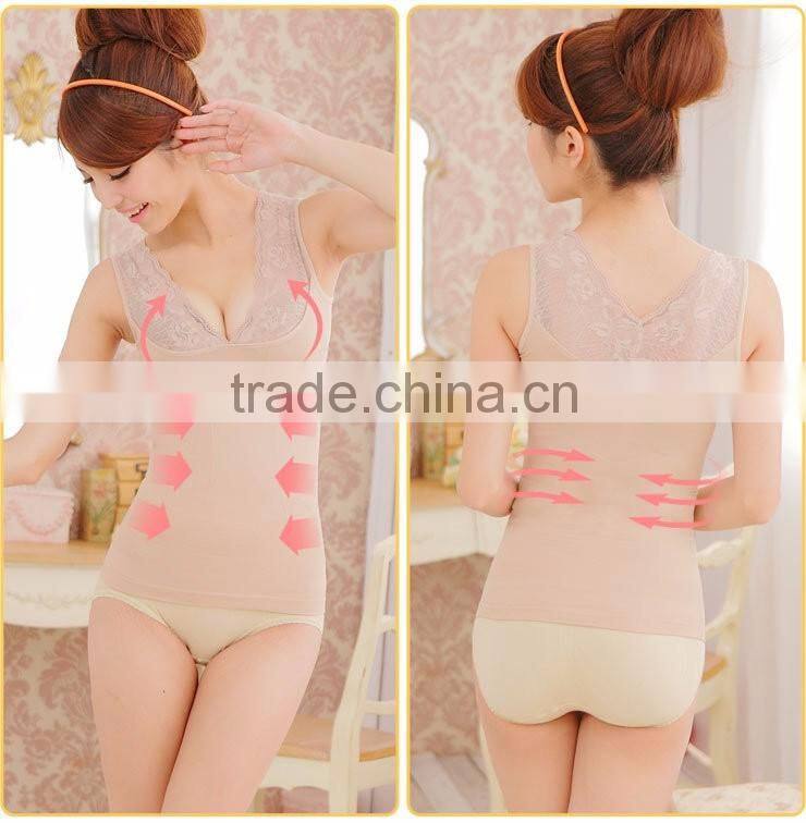 2016 New Slimming Underwear Tanktop Lace Collar Vest Ladies Abdomen Chest Supporting Corset Shapewear