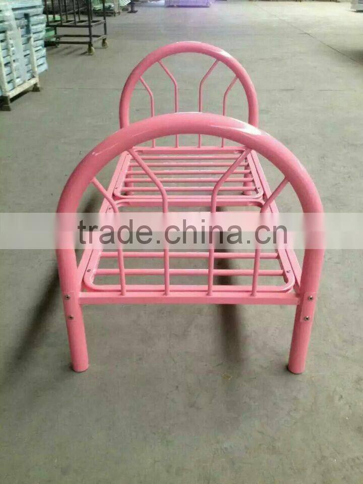 pink color lovely single round metal bed