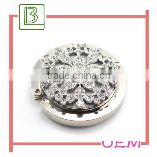 heart shaped crystal straight purse hanger hook