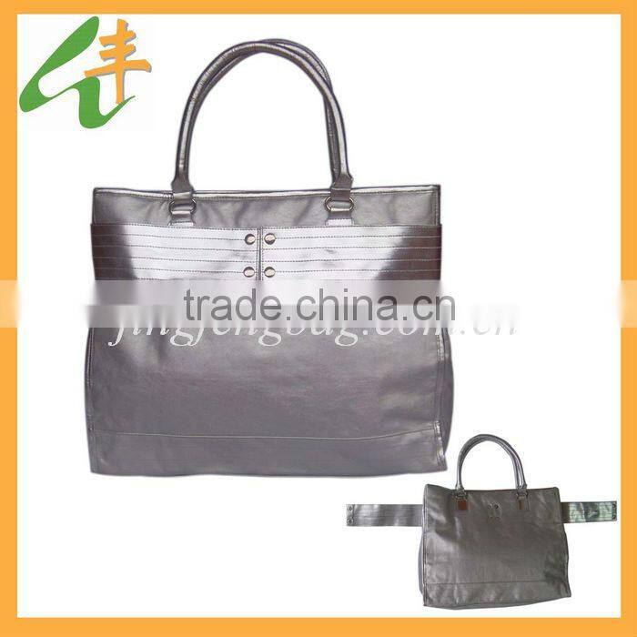 2014 popular fashion silvery ladies leather handbag.