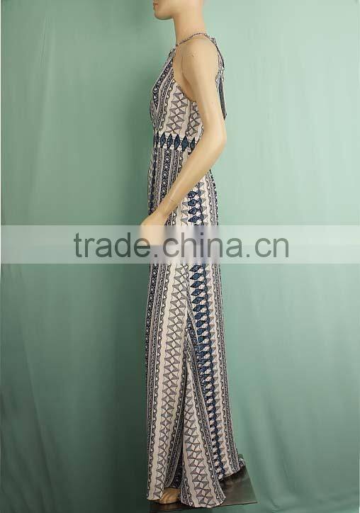 Wholesale latest style printed sleeveless ladies western long dress WD150932758
