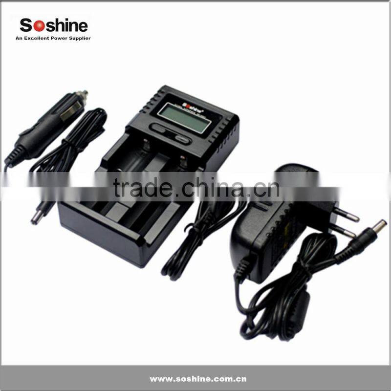 Soshine Portable Battery Charger,Lithium Battery Charger 18650,2 slot 18650 Battery Charger For Flashlight