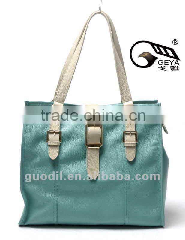 Summer best selling Triple buckles large tote bags fashion ladies leather handbags 2012