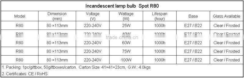 R80/R90 100W Reflector Frosted lamp bulb E27