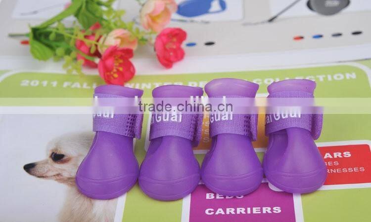 2016 Fashion siliconeNonslip Sole Hook Loop Dog Rainshoes /Pets Doggie shoes/Pet Rain Boot Sole
