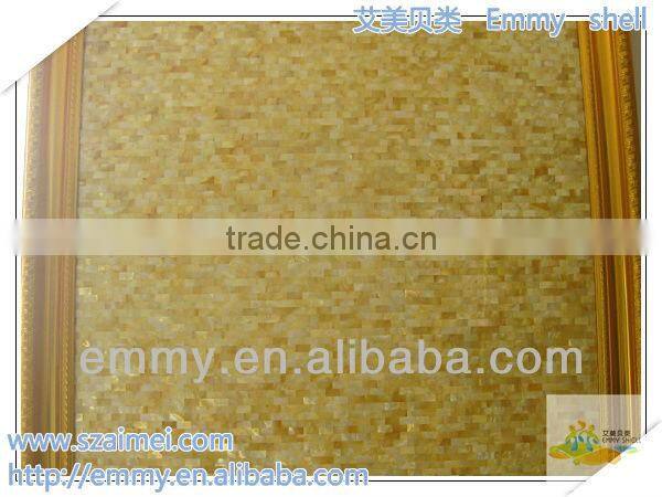 Brick yellow mother of pearl mosaic gold shell mosaic wall tile