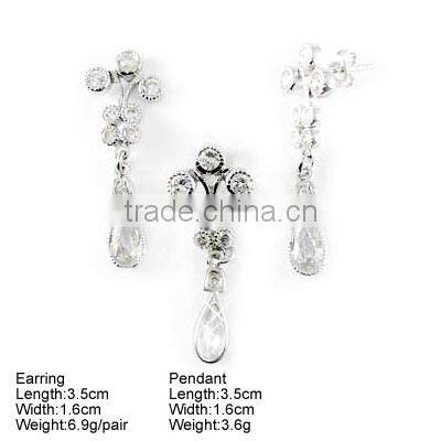 K350S 925 Silver Earring and Pendant ring Jewelry Set Cheap Silver Jewelry