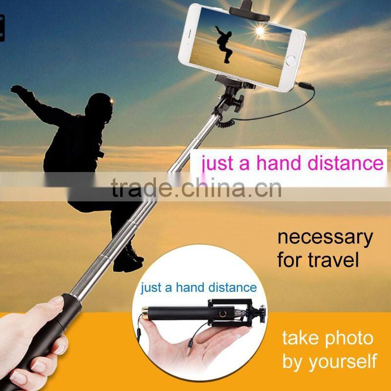 Wholesale price mini postable monopod wire selfie stick for mobile phone