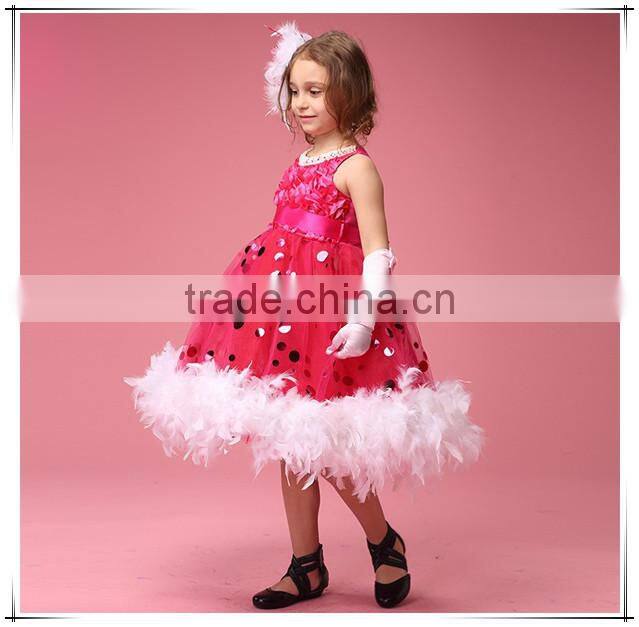 2015 Baby Girl Feather Dress Kids Girl Dresses for Wedding Party Holiday from Manufacturer Customization clothing supplier GZ