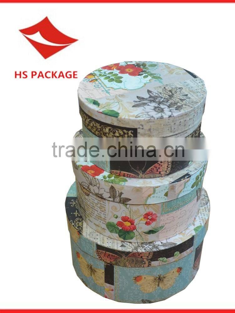 nested round paper gift box with hot-stamping