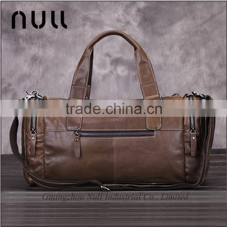 New stylish promotional custom waterproof vintage oil genuine leather travel duffle bag for men