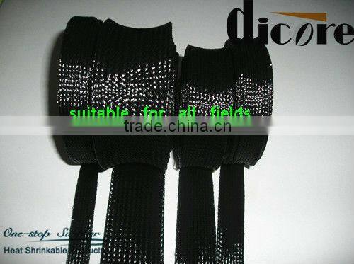 Flame retardant PET braided sleeving /PET cable sleeve /expandable braided sleeve with PET