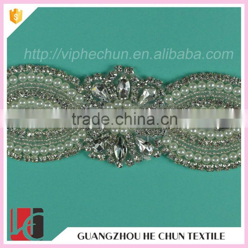 HC-7461-1 Hechun 2016 Factory Price Decorative Pearl Beaded Trim for Dresses