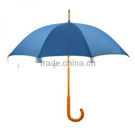 23 INCH 8 RIB manual promotion umbrella Quality Wooden blue color Umbrella with Wood Shaft Wood Handle