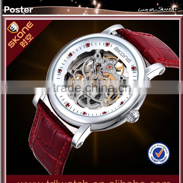 Genuine Leather Mechanical Stylish Men Skeleton Watch