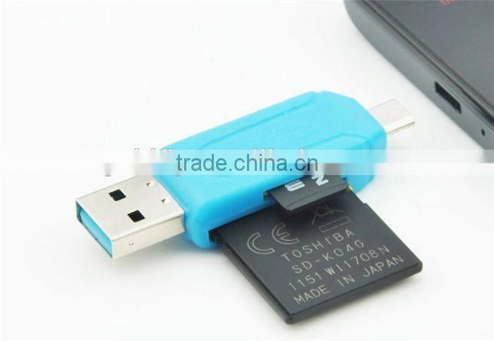 Universal Card Reader Mobile phone PC card reader Micro USB OTG Card Reader OTG TF / SD flash memory Wholesale