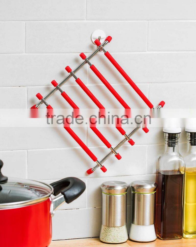 New pot holder Stainless steel folding silicone pad pad anti hot insulation pad